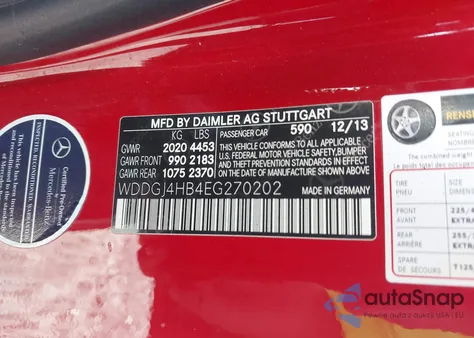 2014 Mercedes-Benz C 250 from USA, damaged, VIN WDDGJ4HB4EG270202